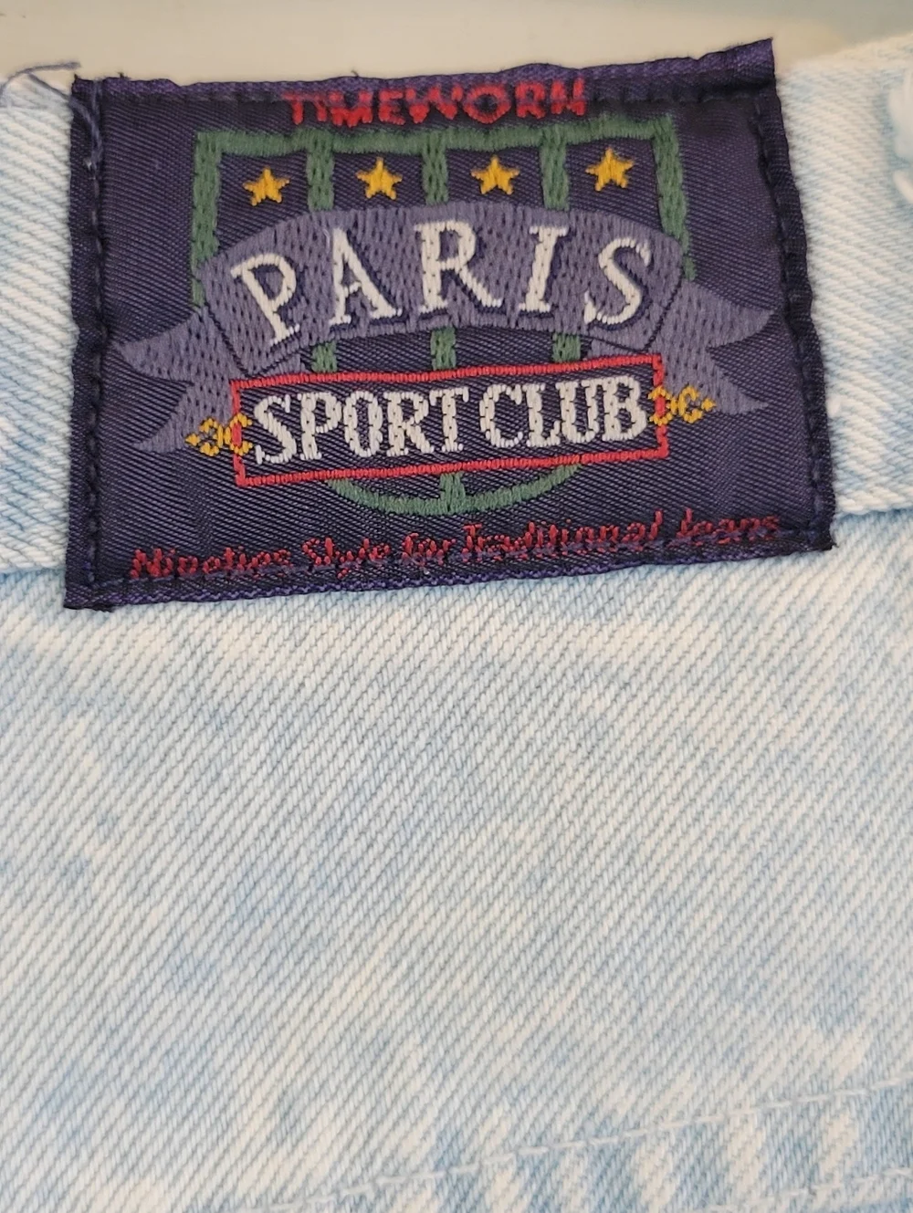 90s Y2K Paris Sport Club Light Wash Denim Mini Jean Skirt